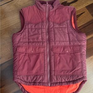 Aeropostale Burgundy Quilted Vest with Orange Lining